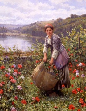  daniel - Der Grasschneider Landfrau Daniel Ridgway Knight impressionistische Blumen